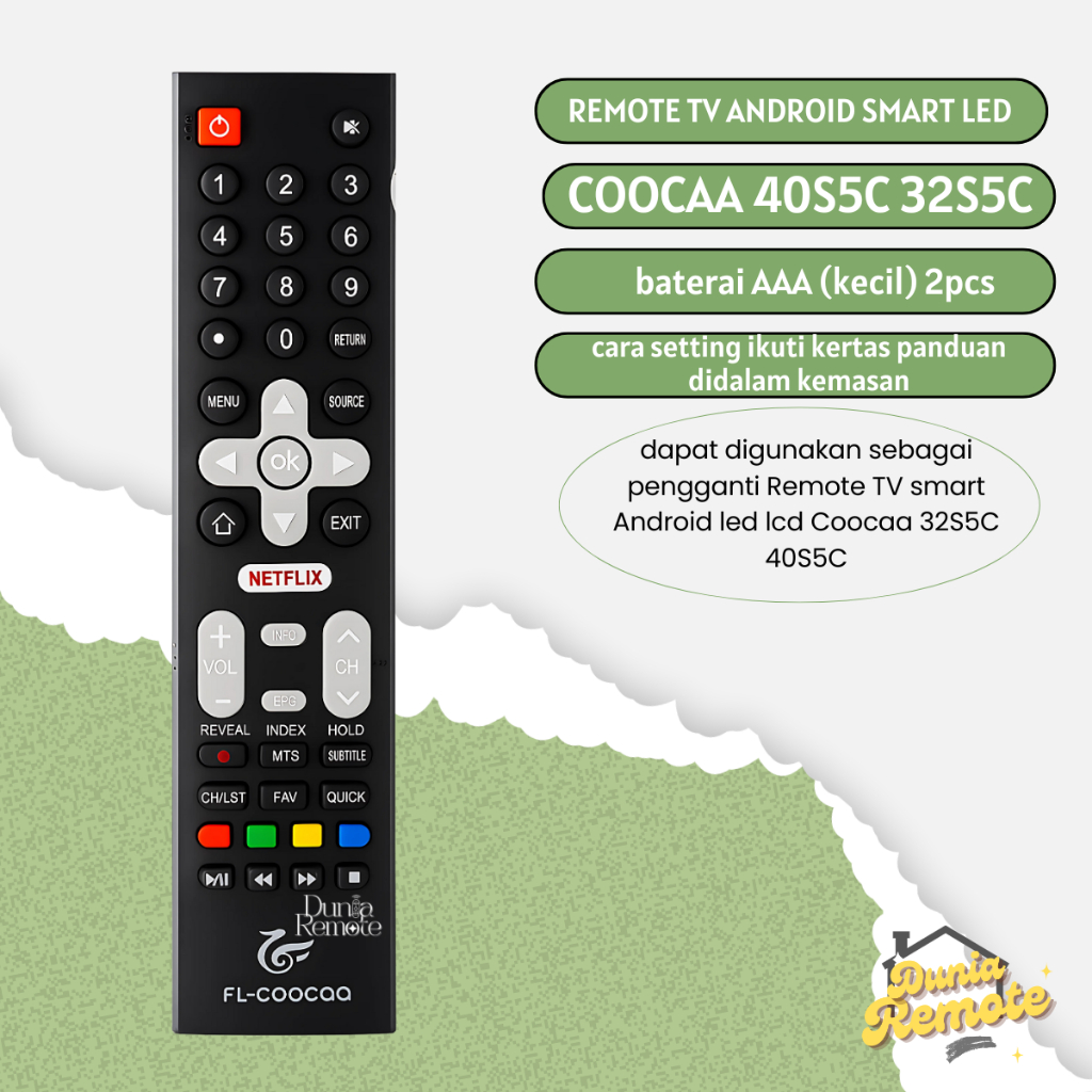 Jual Remote Remot TV COOCAA Android Smart LED LCD 40S5C 32S5C TIDAK ...