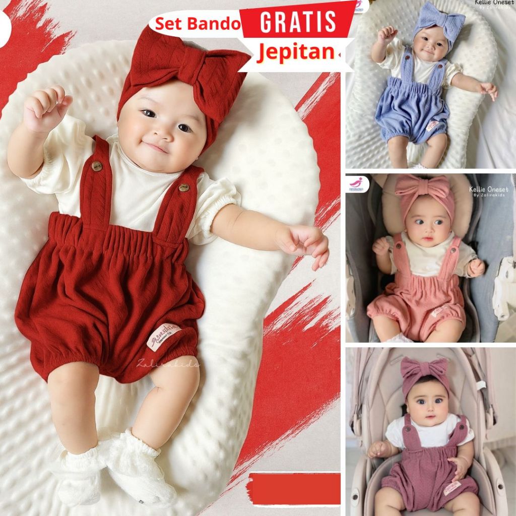 Jual Baju Bayi Perempuan NEWBORN Set Bando UMUR 0 BULAN - 20 BULAN baju
