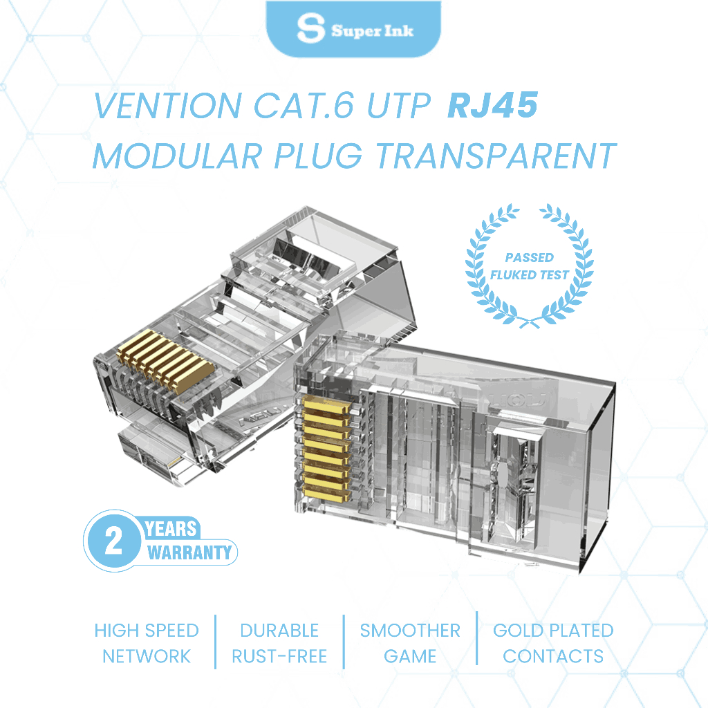 Jual Vention RJ45 Modular Plug Cat.6 UTP Transparent - IDD | Konektor ...