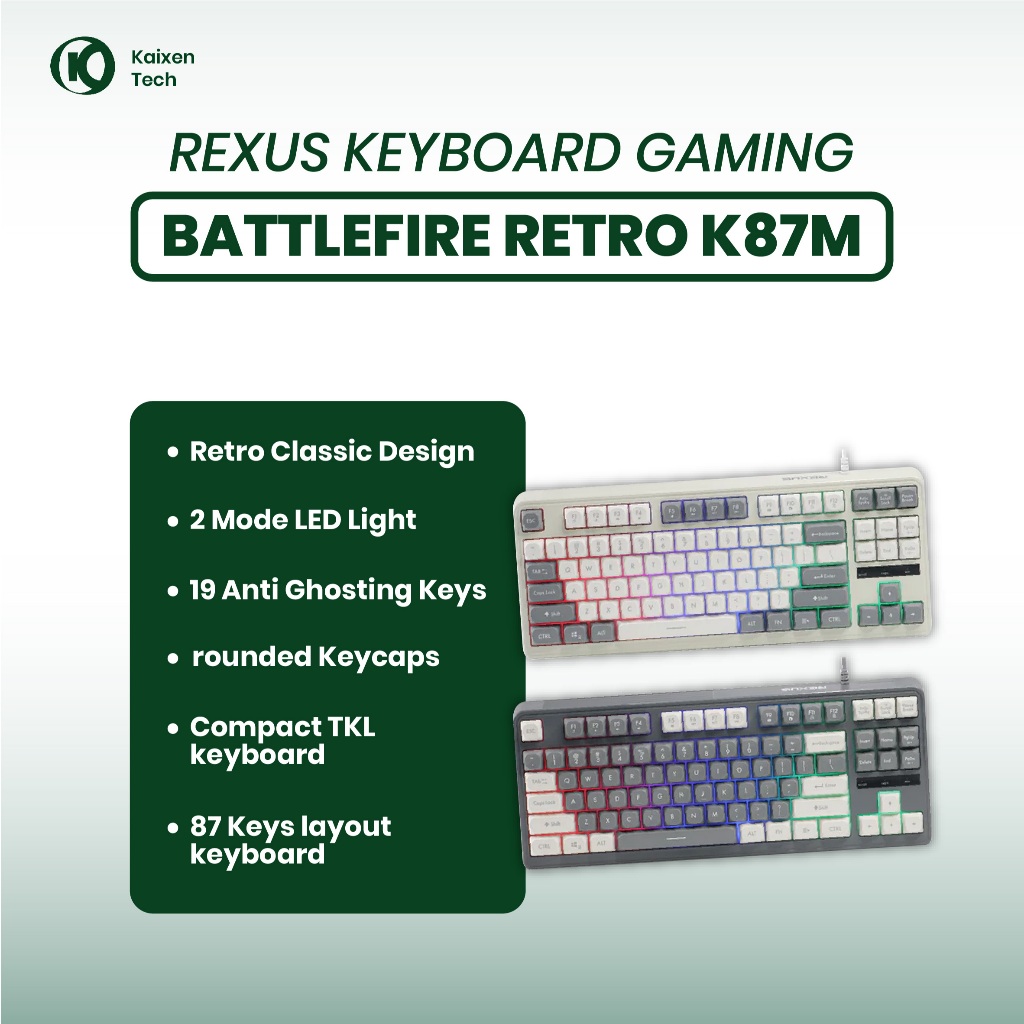 Jual Keyboard Gaming Rexus KY K87M Full Mechanical TKL LED RGB – Switch ...