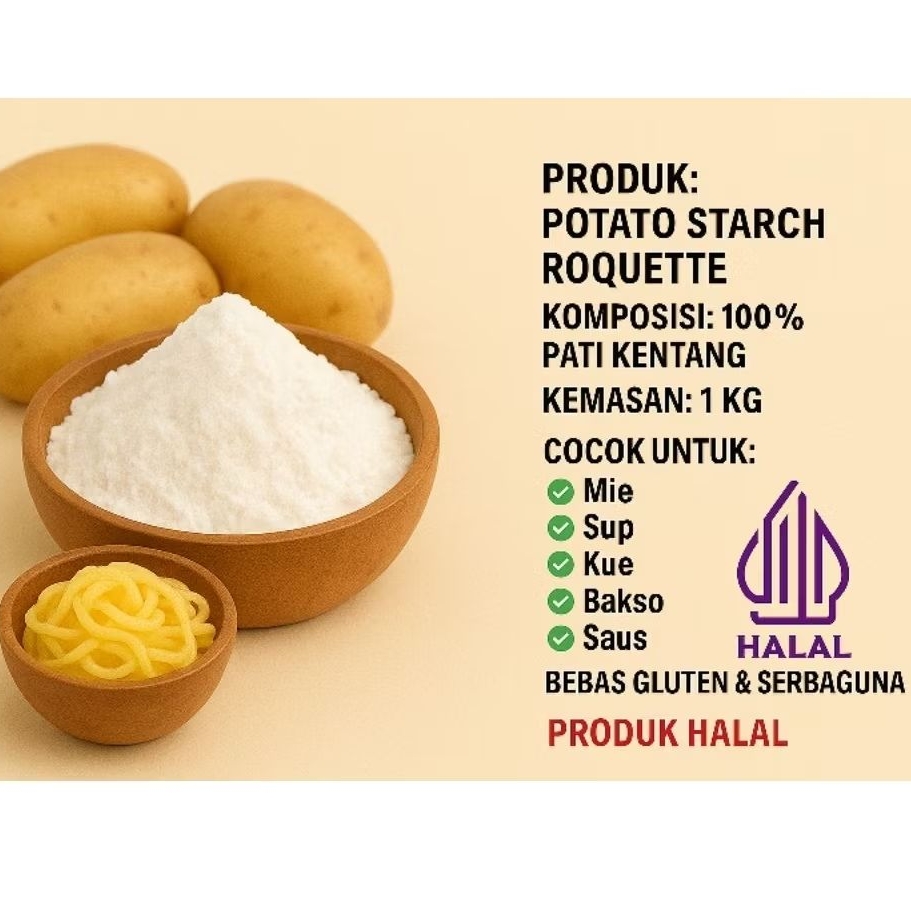 Jual Tepung Kentang | Potato Starch Roquette 1 Kg Halal | Untuk Mie ...