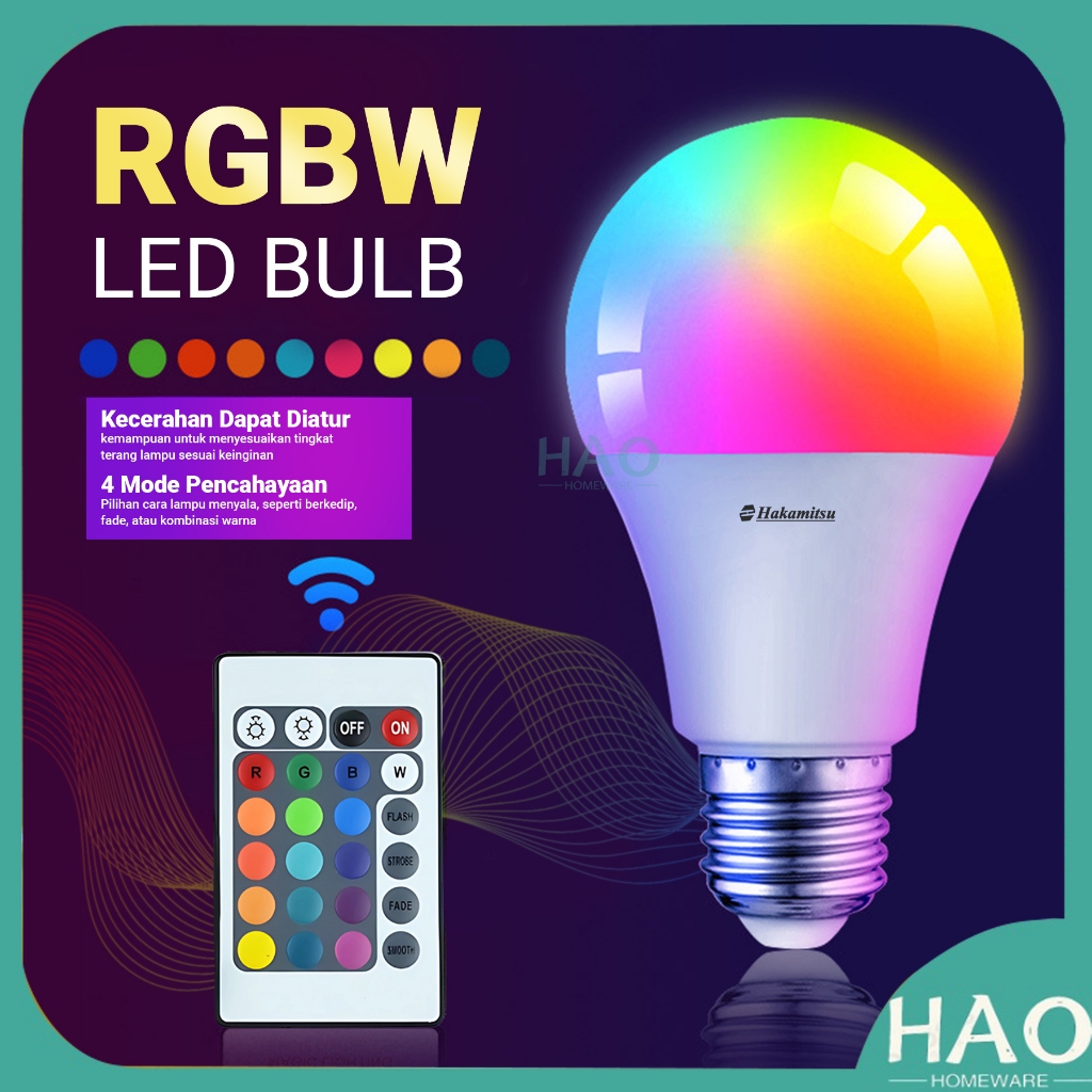 Jual RGBW LED BULB 7W / LAMPU BOHLAM LED RGB REMOTE CONTROL 16 WARNA ...