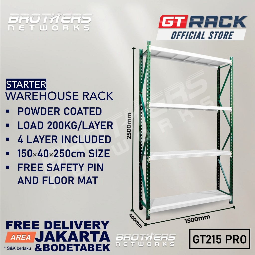 Jual GT-RACK GT215 PRO - RAK GUDANG BESI 4 SUSUN TINGGI 2.5M - LEBAR ...