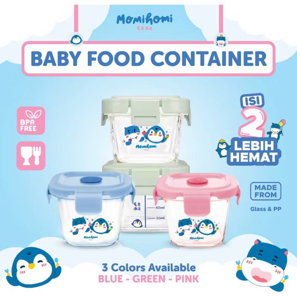Jual Momi Homi Baby Food Container Glass / Tempat Penyimpanan Makanan ...