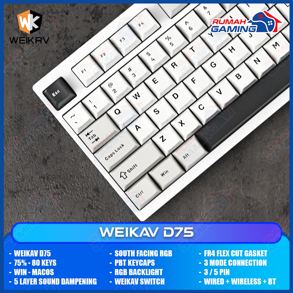 Jual WEIKAV D75 - 75% - White - Aluminum - Gasket - South Face - Ball ...