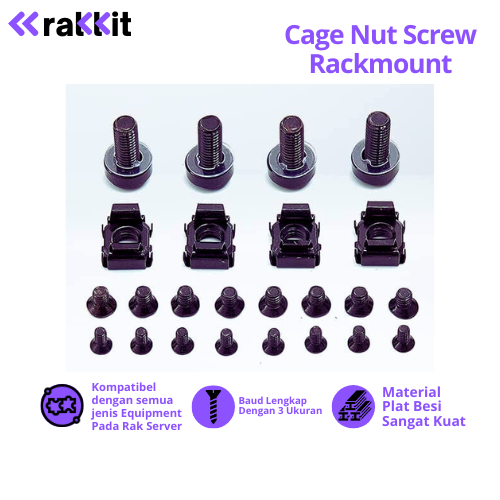 Jual RAKKIT Paket Baud Screw Rackmount Cage Nut Rack Server | Shopee ...