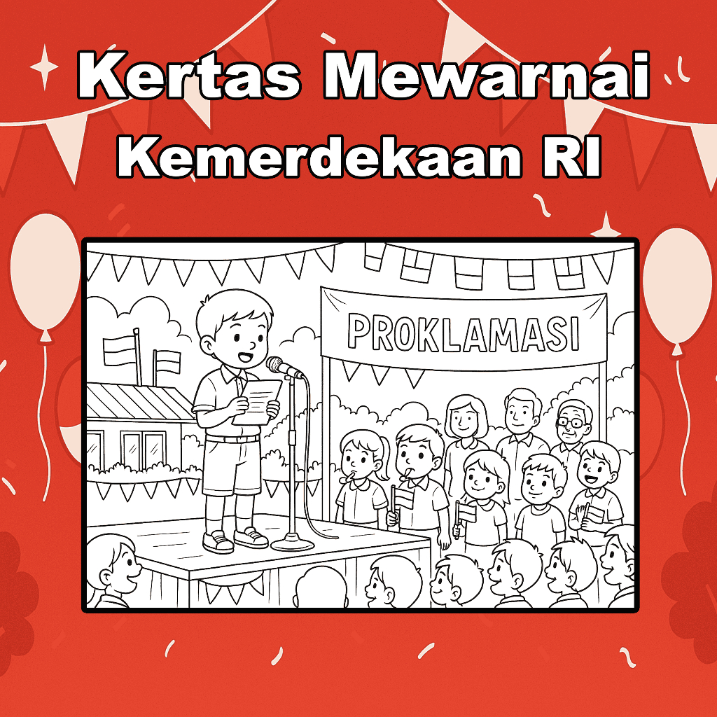 Jual Kertas Gambar Mewarnai Tema HUT Kemerdekaan RI Ukuran A4 Isi 15 ...
