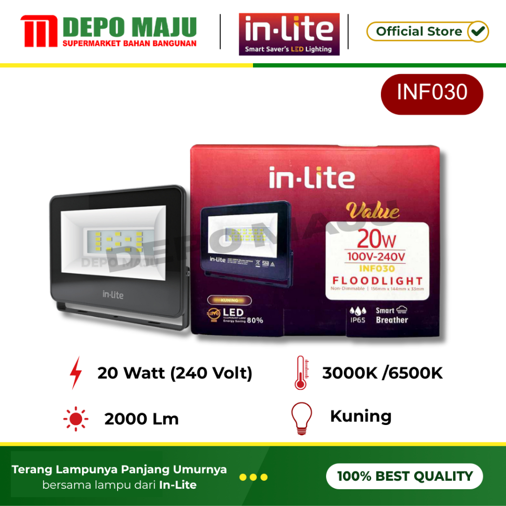 Jual LAMPU LED FLOODLIGHT 10W,20W,30W,50W | INLITE INF030 | Shopee ...