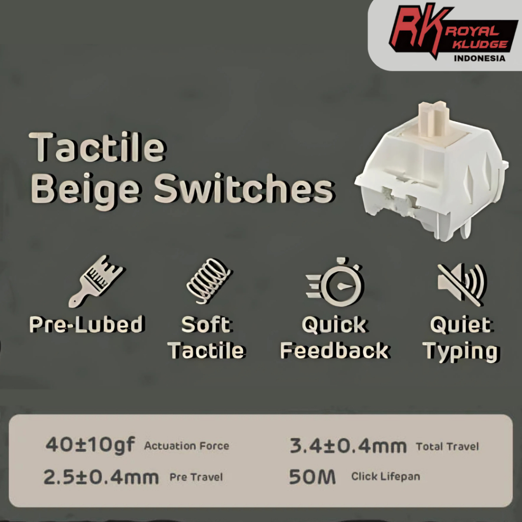 Jual Royal Kludge RK Beige Tactile5-pin Switch Mechanical Keyboard 5pin ...