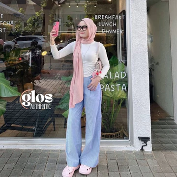 City Pants Celana Panjang Wanita Kantor Kuliah Motif Garis Kulot Pinstripe