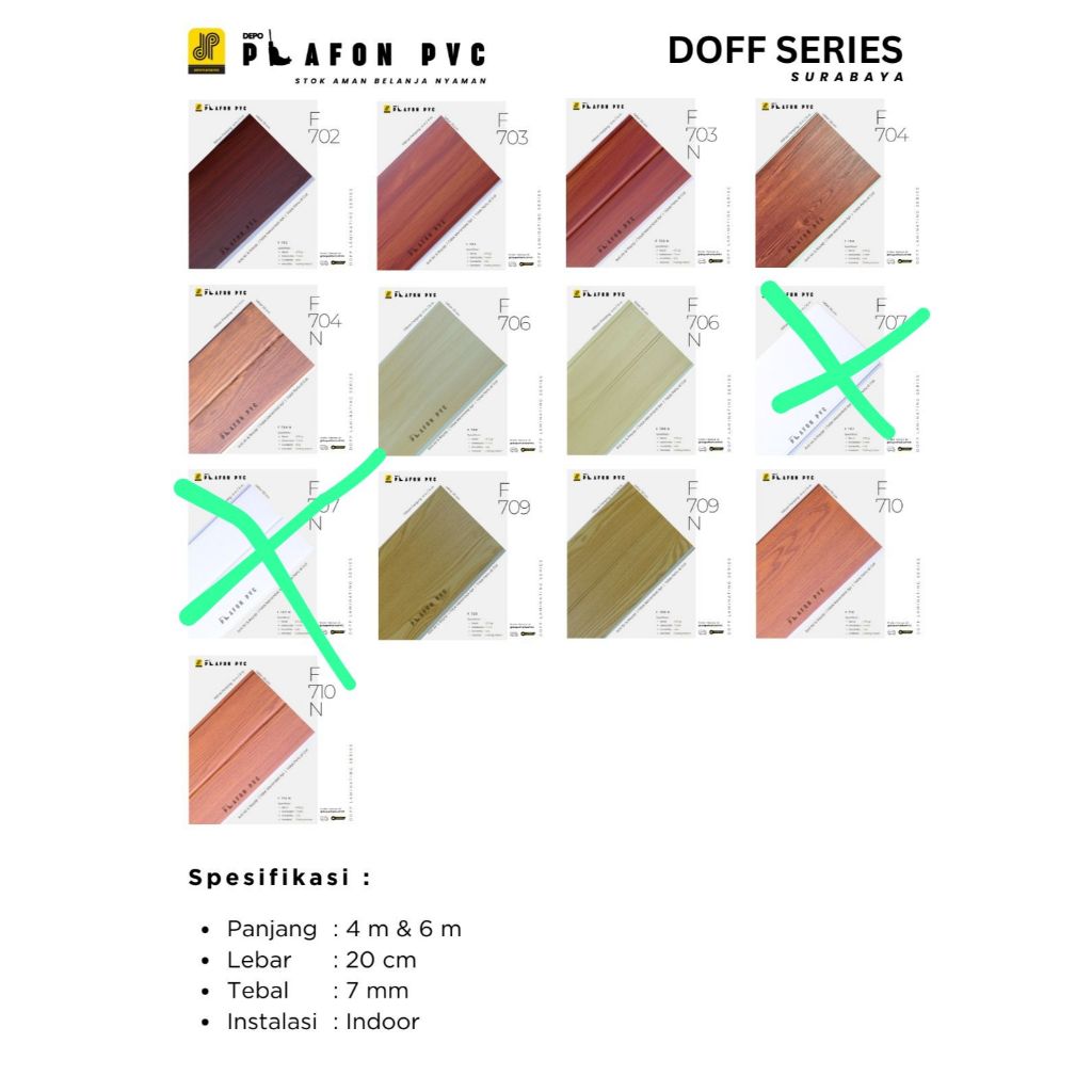 Jual Plafon Pvc Motiff DOFF Serat Kayu Per Lembar - Finix Plafon ...