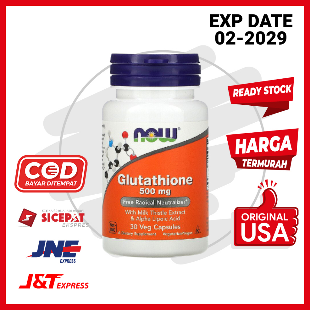 harga glutathione kapsul Jual Vitamin Glutathione 500 mg Now 30 Veg Kapsul