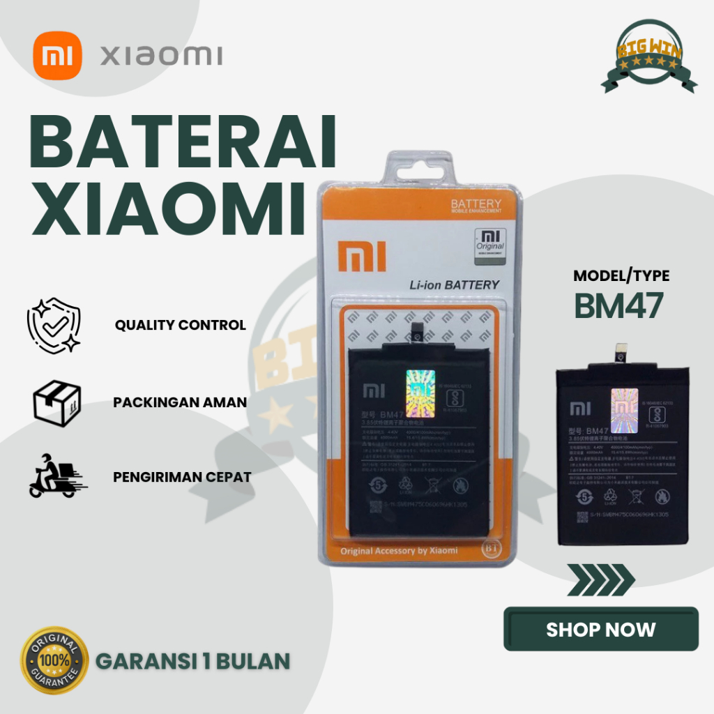 Jual BATERAI BATTERY XIAOMI BM47 XIAOMI REDMI 3/3S/3 PRO/3X/4X DOUBLE ...