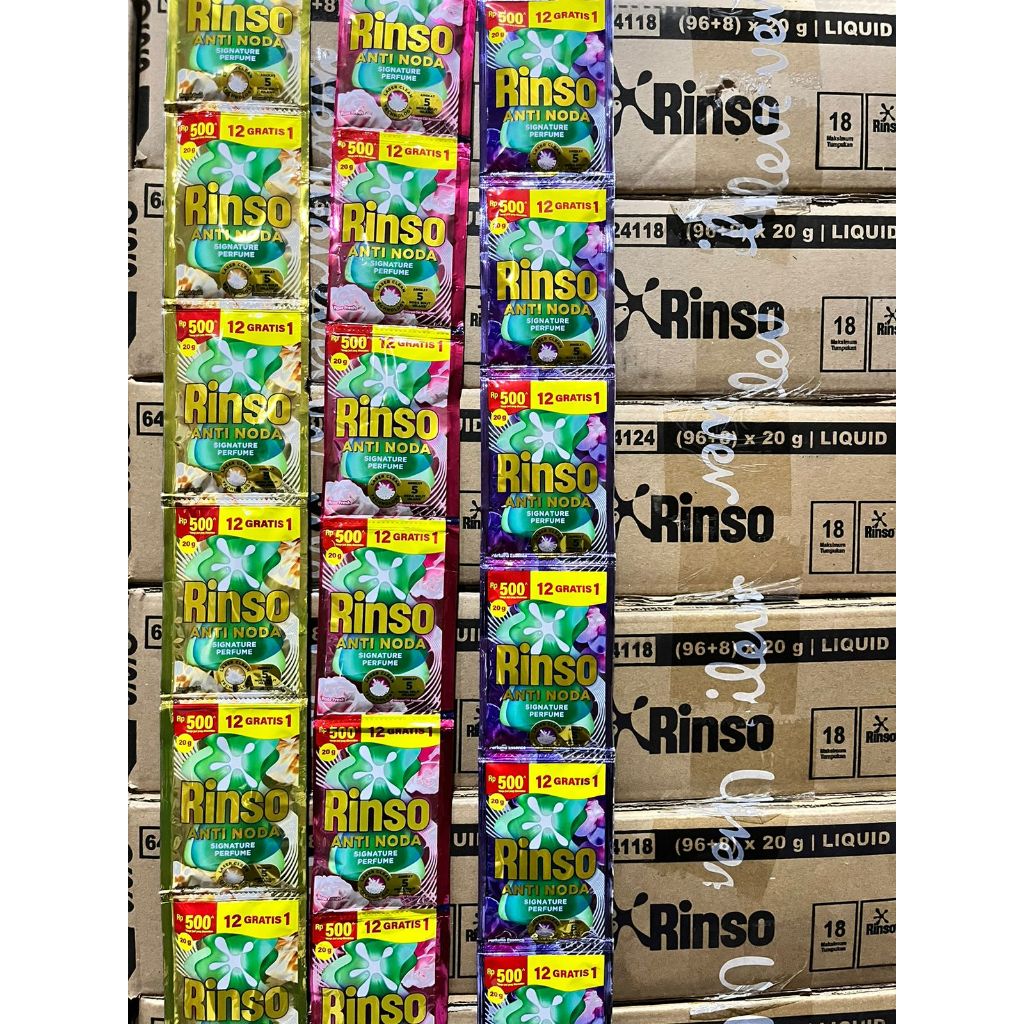 Jual (1 Dus/8 Renteng) Rinso Cair Anti Noda 500 kemasan 20 Gr isi 104 ...