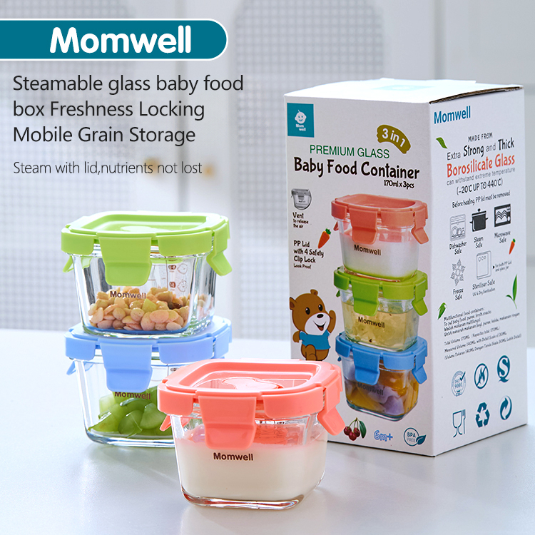 Jual Momwell Premium Glass Jar Baby Food Container 3 pcs BPA FREE ...