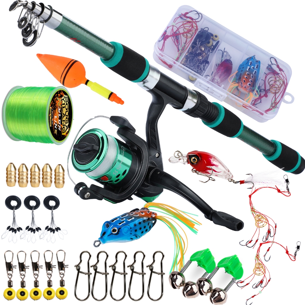 Sougayilang 1.8M Joran Pancing Set 5.2:1 Gear Ratio Reel Pancing Spinning Fishing Reel Combo