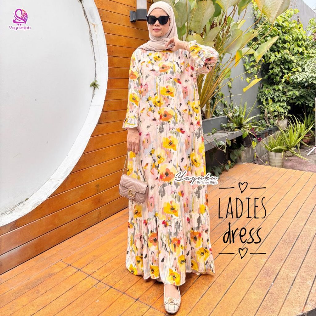 Jual Ladies Dress Gamis Muslimah Variasi Tangan Ruffle Model Rok Umpak ...