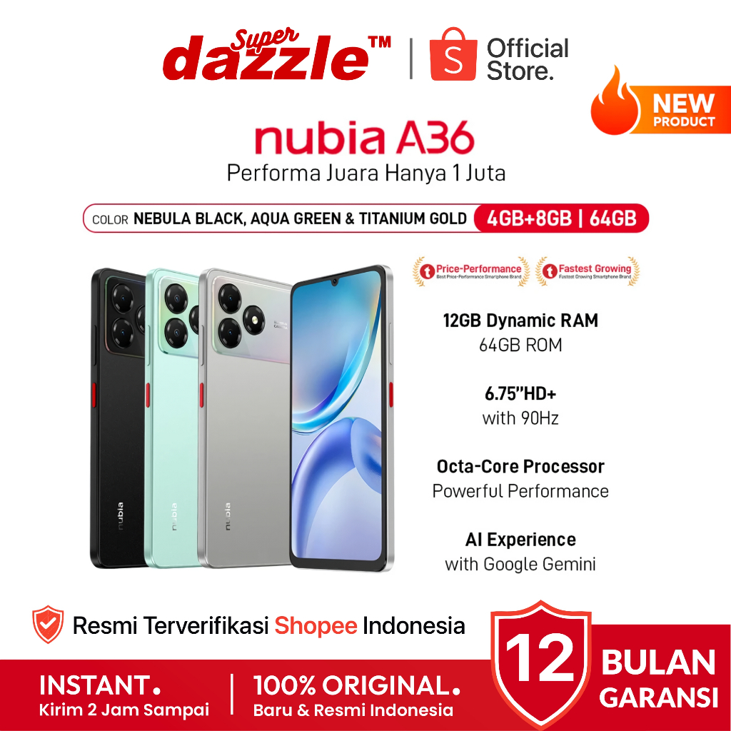 Jual HP NUBIA A36 4/64 GB Original Garansi Resmi Official Store