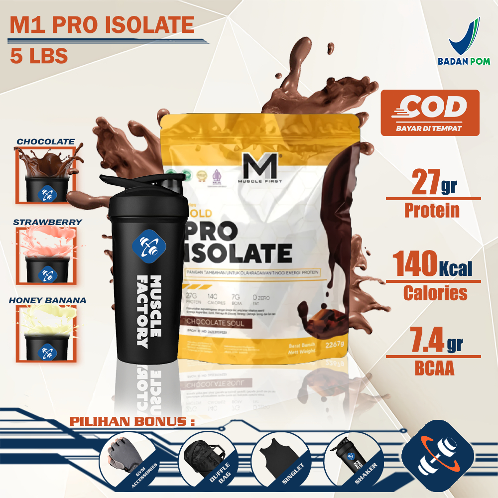 Jual M1 Muscle First Gold Pro Isolate 5 Lbs BPOM Whey Protein Isolate ...