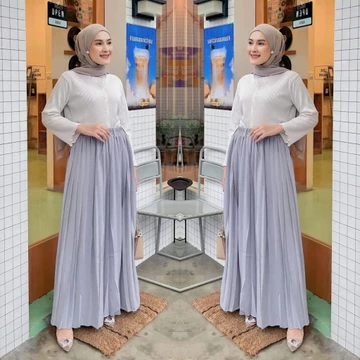 Aretha Pleated Skirt Rok Plisket Premium Tebal Rok Plisket Premium Jumbo Clara Basic Color