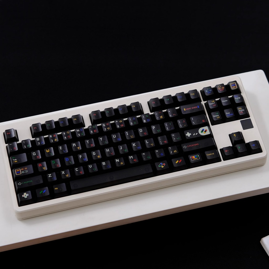 Jual SFC Permainan Jepang Keycaps Hitam Cherry Profil PBT Dye-sub 141 ...