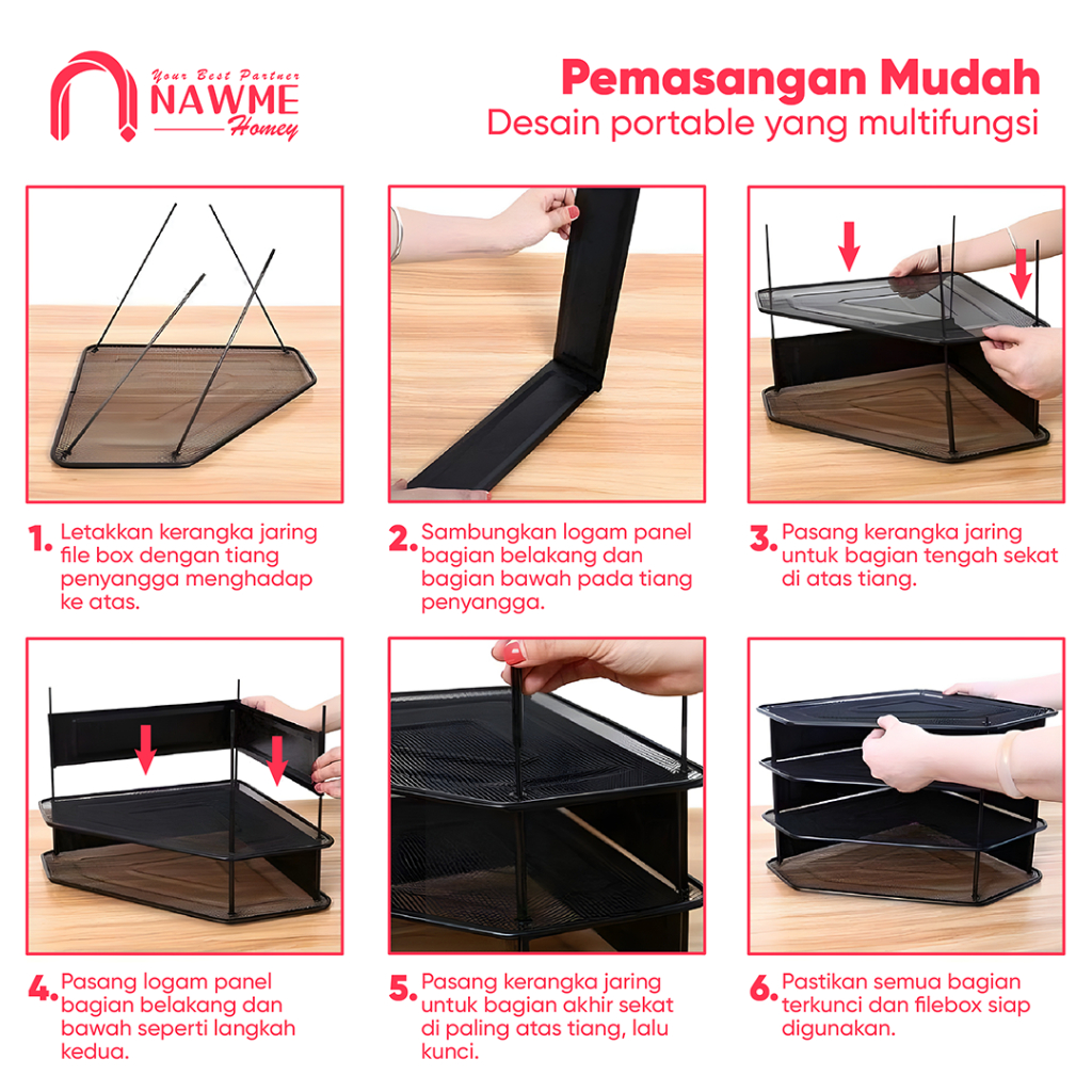 Jual File Box Foldable Metal Steel 2/3/4 Layers Rak Buku Folder ...