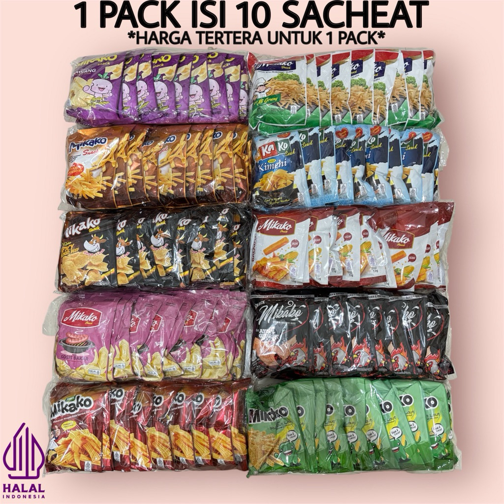 Jual MIKAKO SNACK RASA AYAM GEPREK / AYAM BAWANG / KIMCHI / SOSIS BAKAR ...