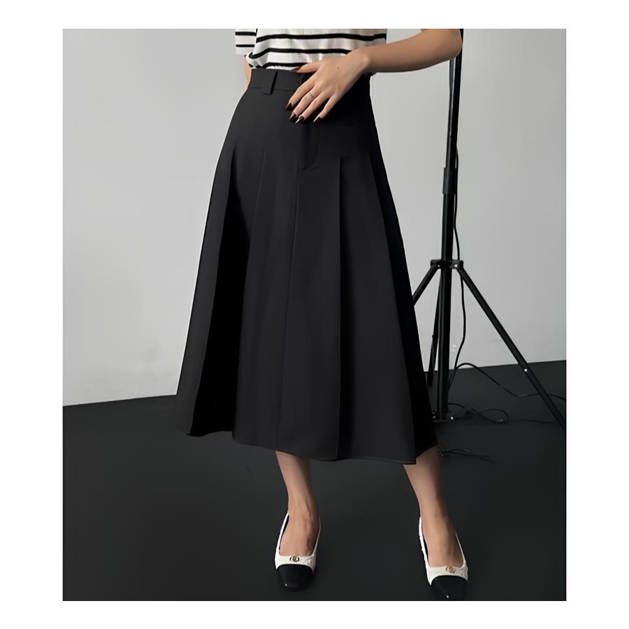 Jual Rok midi flare skrit / Rok maxi bahan Wanita Korean style kekinian ...