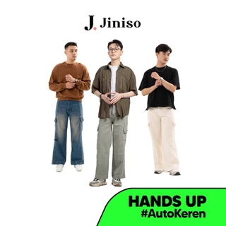 JINISO Loose Cargo Denim Jeans Pria