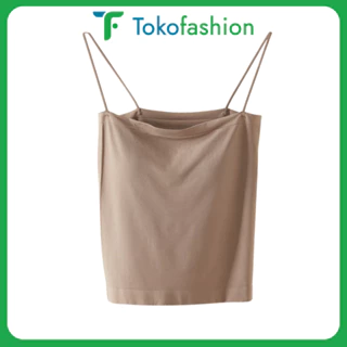 Tokofashion Tanktop Bra With Cup Tank top Basic Wanita Square Spaghetti Crop Top Polos Simple BR513