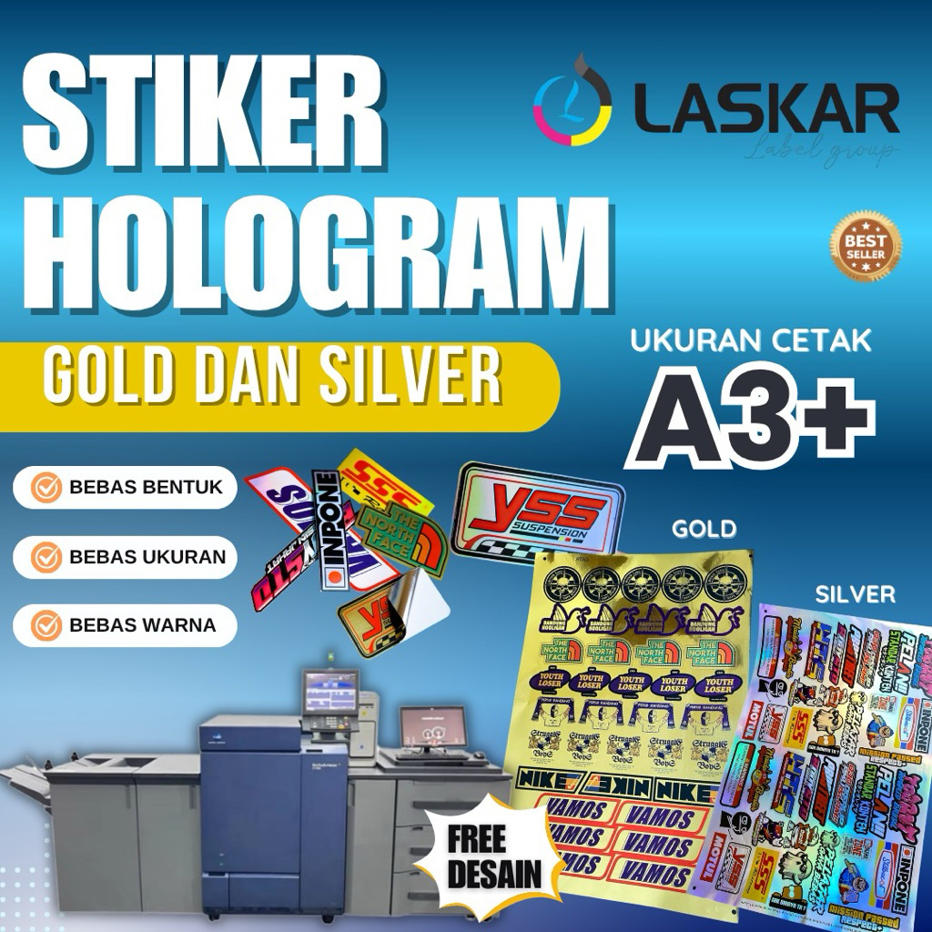 Jual stiker hologram gold silver custom nama sendiri segel merk label ...