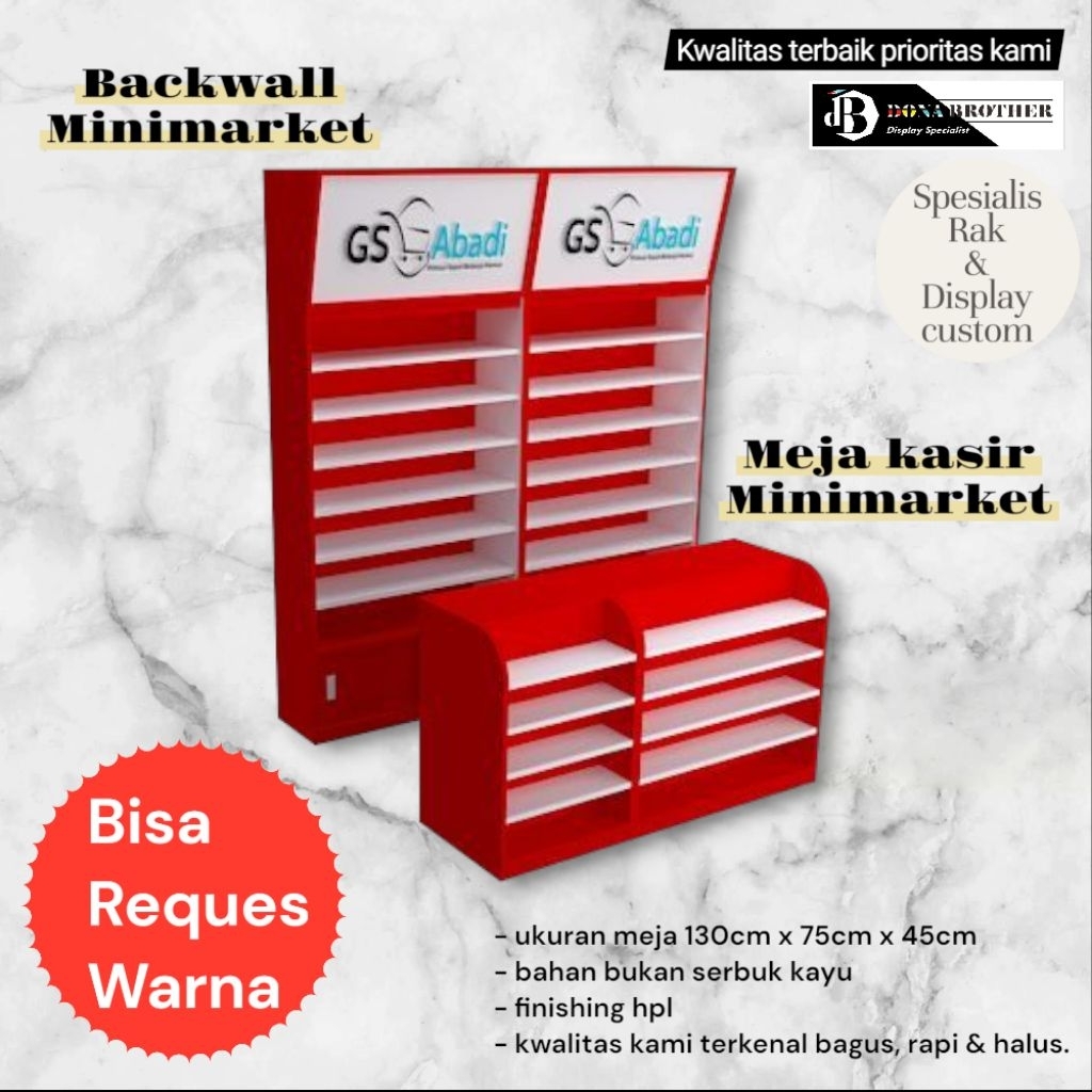 Jual Backwall minimarket, meja kasir minimarket modern | Shopee Indonesia