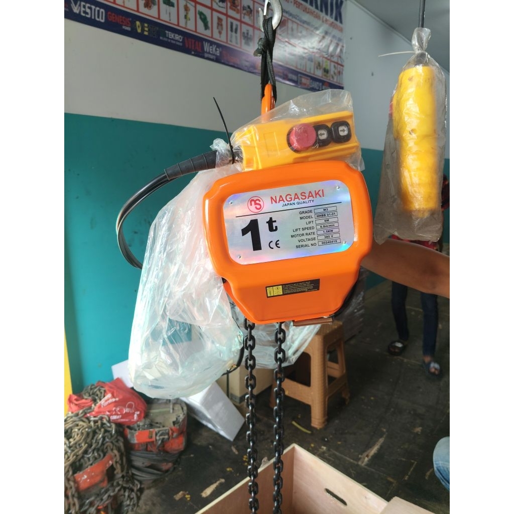 Jual ELECTRIC CHAIN HOIST 1 TON RANTAI 6 METER 3 PHASE 380V NAGASAKI ...