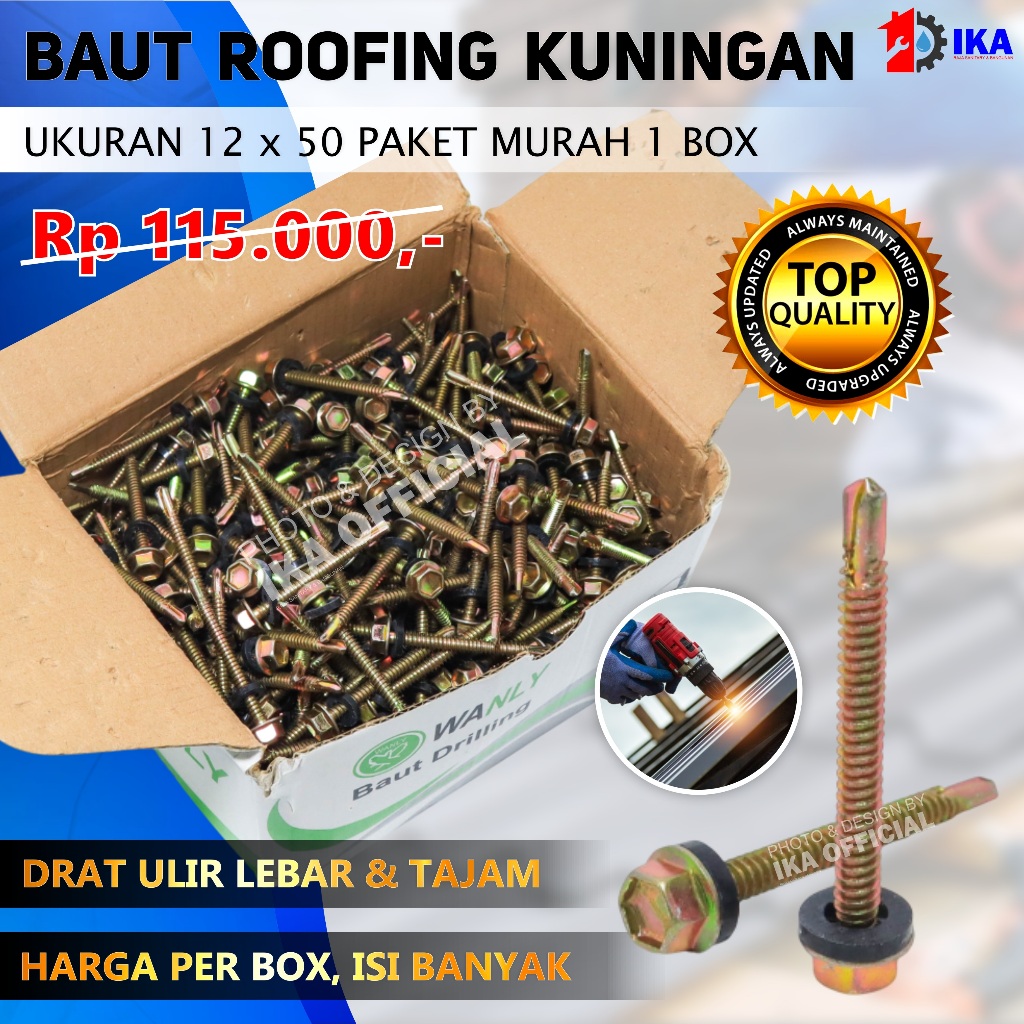 Jual 1 box Baut Roofing Pjg 5 cm / Skrup Sekrup Ruping 50 / Rufing ...