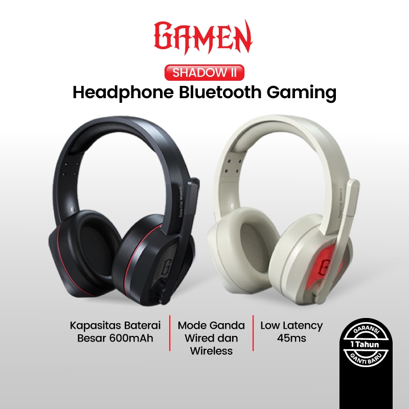 Jual GAMEN Headset Gaming Wireless Bluetooth Shadow II BT5.0 + Kabel 3 ...