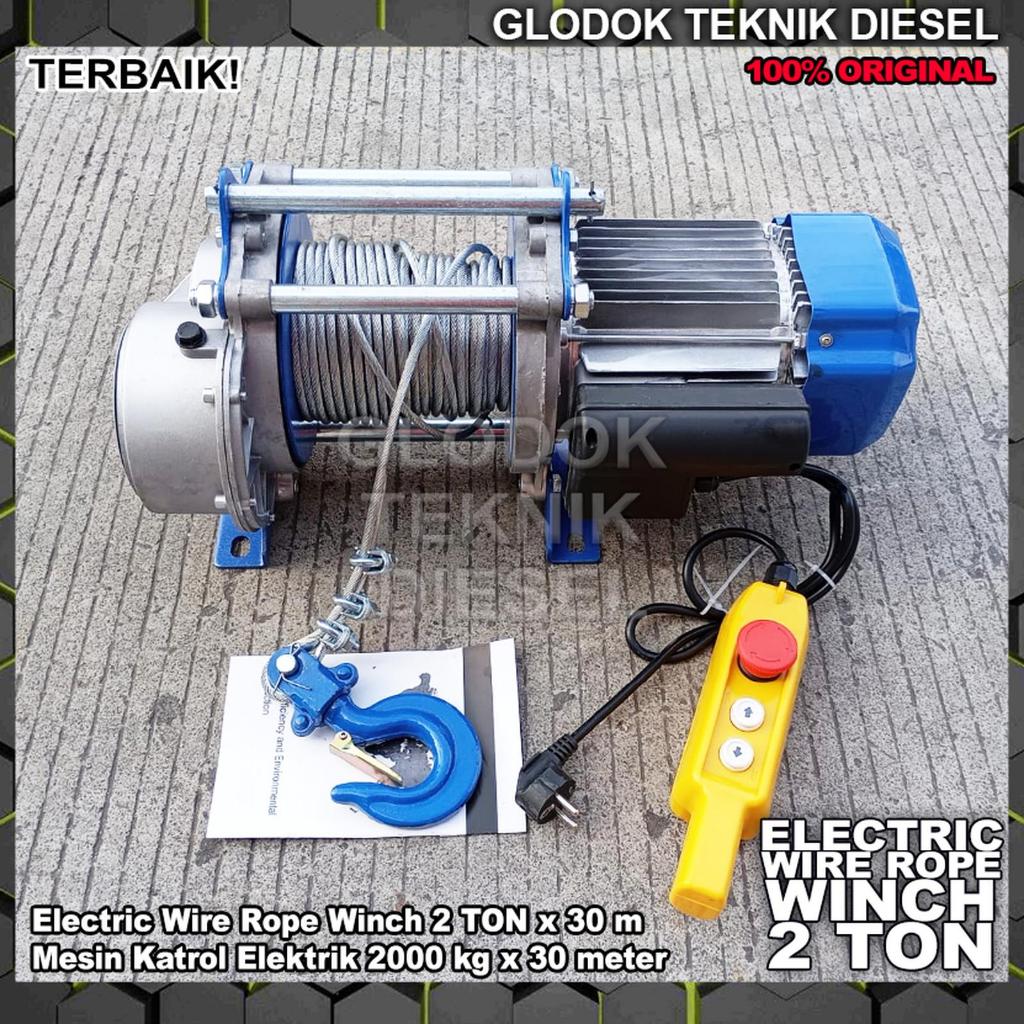Jual Electric Wire Rope Winch Hoist 2 Ton x 30 Meter 1 phase Wirerope ...