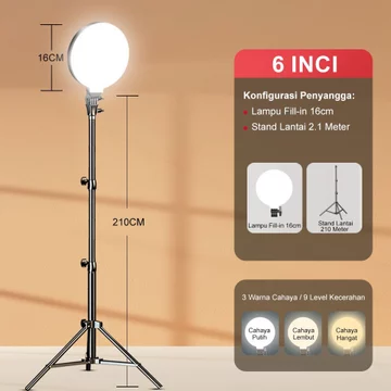 【✨Pilihan Utama Kreator】KAIY 43CM Lampu Konten Kreator Ring Light 210cm Tripod Food Shooting