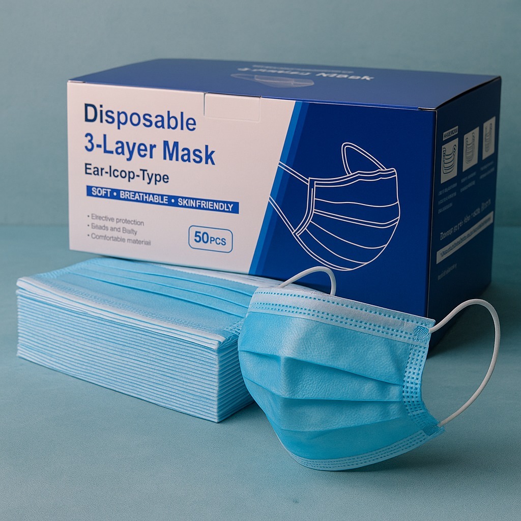 Jual Masker Earloop 3Ply Biru Isi 50pcs [BISA GROSIR] | Masker 3 Lapis ...