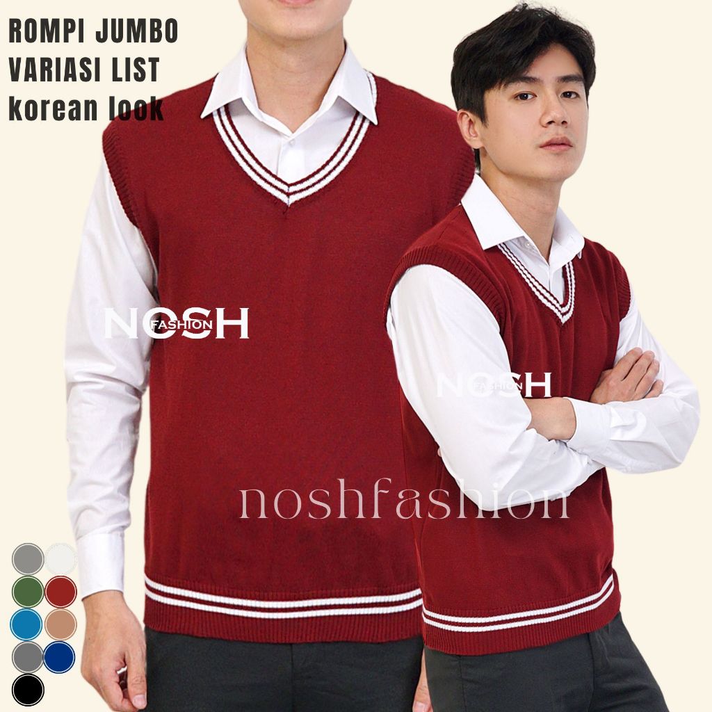 Jual Rompi Rajut Korea List Putih Heri / Sweater Rompi Korea Rajut ...