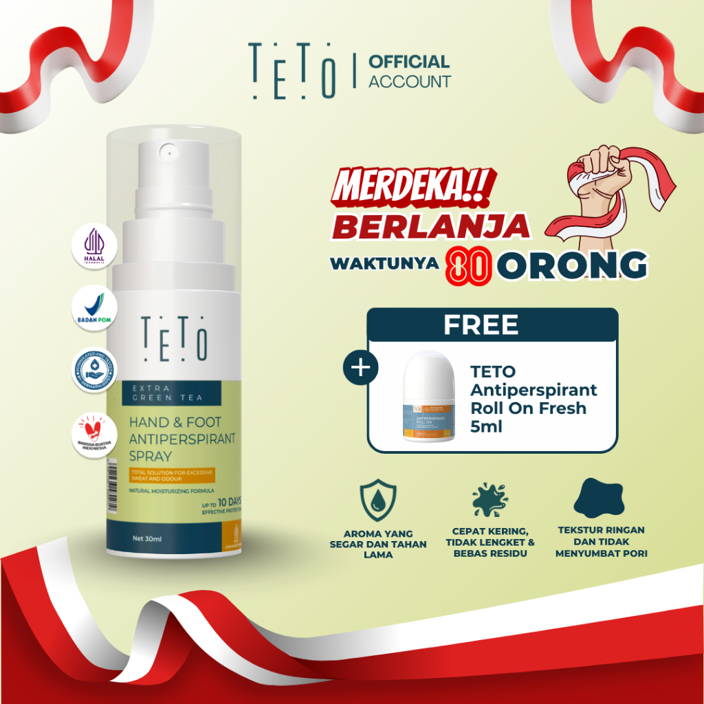 Jual [MERDEKA SALE BUY 1 GET 1] TETO Hand and Foot Spray 30ml yang ...