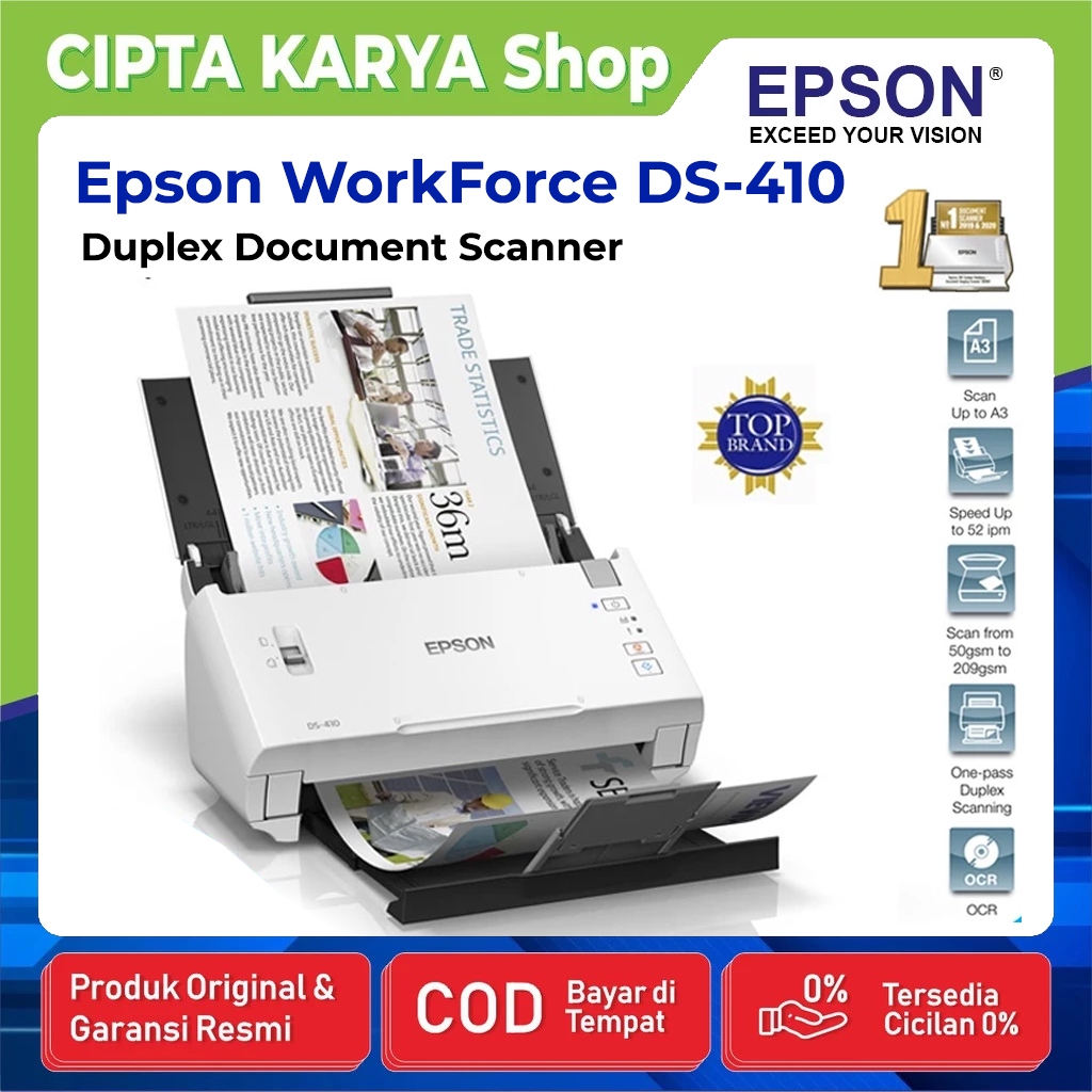 Jual Epson WorkForce DS-410 Duplex Document Scanner | Shopee Indonesia
