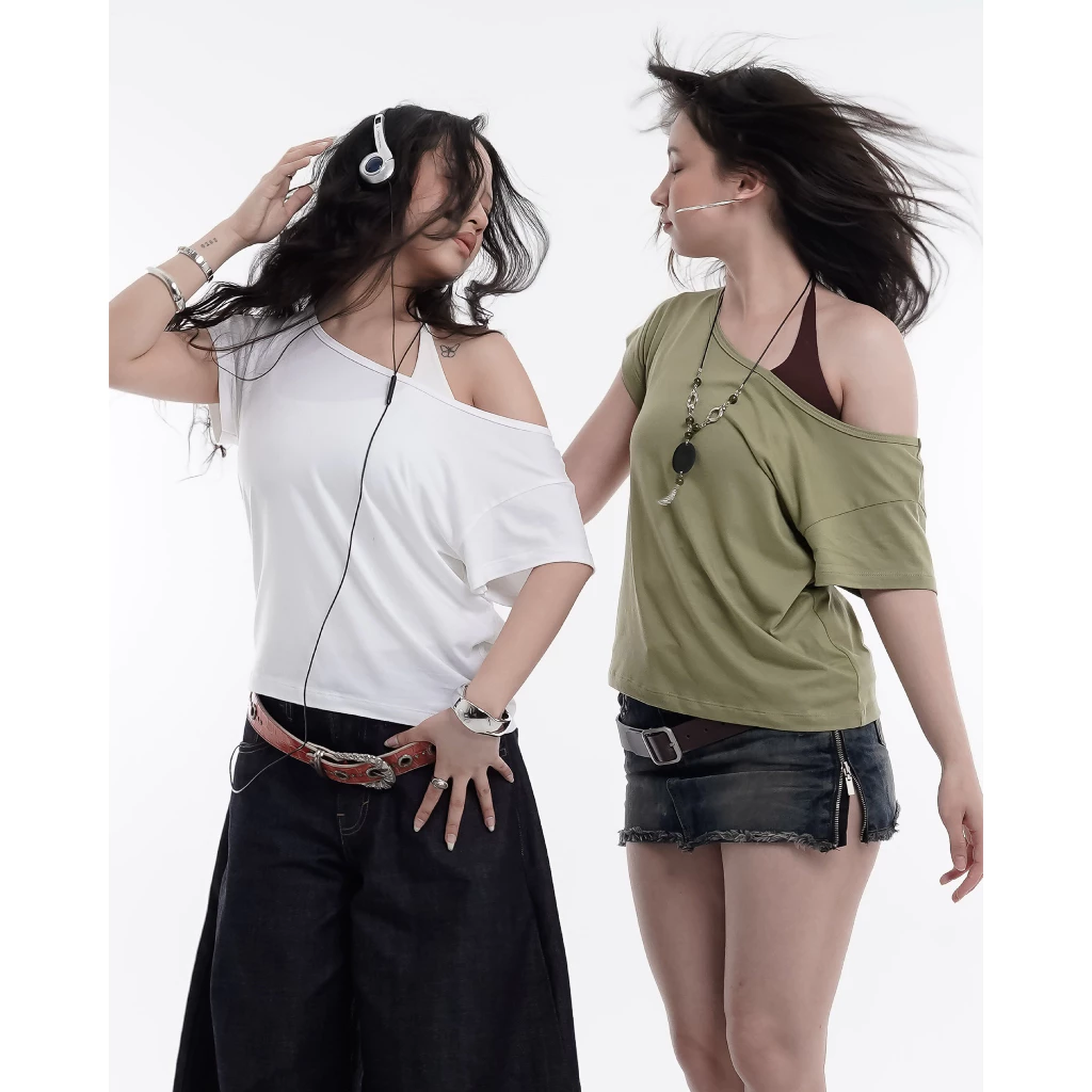 Atasan Off Shoulder Wanita - Cassandra Top - Wear Sarey - Short Sleeve, Y2K Street Style, Korean Fashion, Pinterest Outfit, Atasan Wanita Kekinian