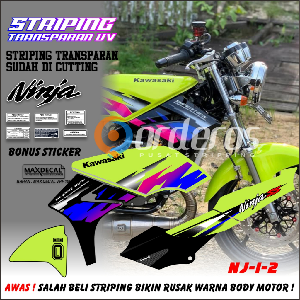 Jual Striping Ninja SS Kuning Biru transparan costum Premium Max decal ...