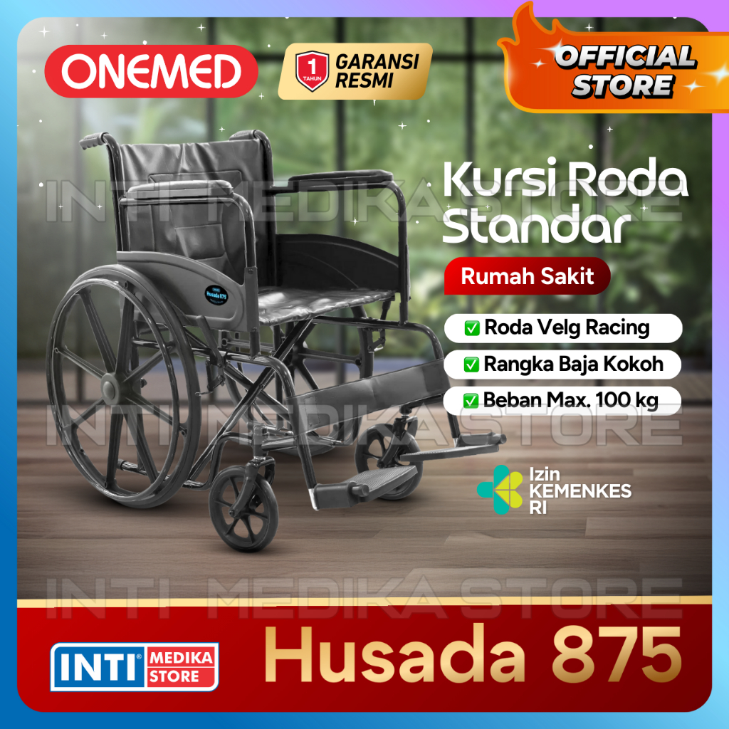 Jual ONEMED - Kursi Roda STANDAR Velg Racing Black Steel HUSADA FS 875 ...