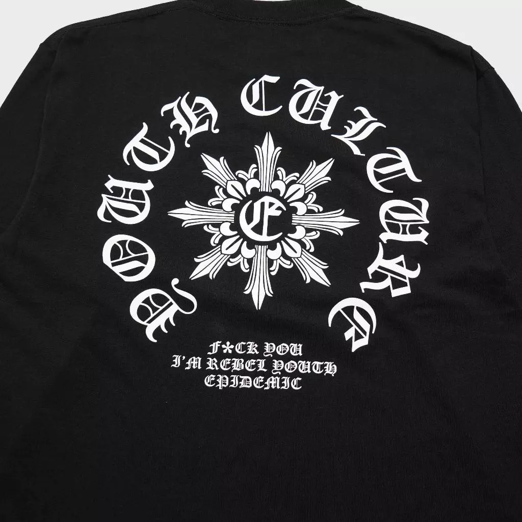 Epidemic Longsleeve T-Shirt Hitam – American Cotton 20s 200 GSM Premium foto 3