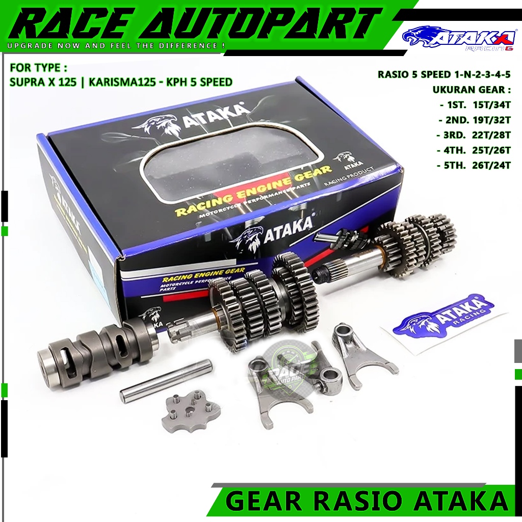 Jual ATAKA RACING Gigi Rasio Gearbox 5 Speed KPH Supra X 125 Karisma ...