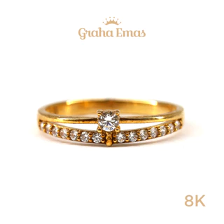Graha Emas Cincin Emas Kuning Bentuk 8K - Yellow Gold Model Ring 8 Carat M925