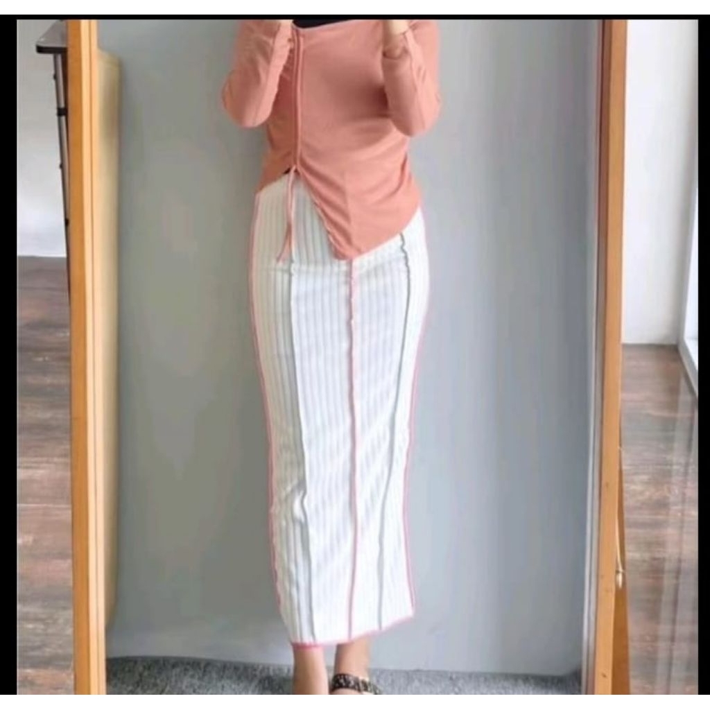 Jual NEW !! ROK SPAN KNIT ALICE SKRIT RAINBOW/ROK WANITA KOREAN orinoza ...
