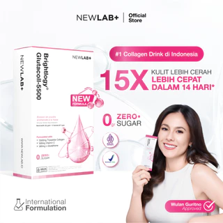 NEWLAB Brightlogy GlutaColl-5500| Collagen Drink | Minuman Collagen & Minuman Glutathione BPOM untuk Mencerahkan 15 Sachet