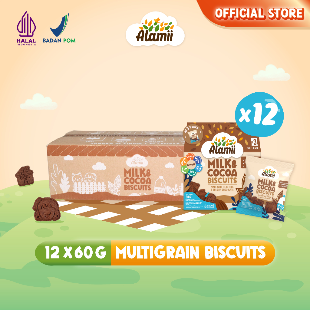 Jual Alamii Multigrain Biscuits - Bundle isi 12 x 60g (3 packs x 20g ...